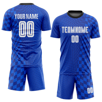 Custom Royal White-Black Sublimation Soccer Uniform Jersey