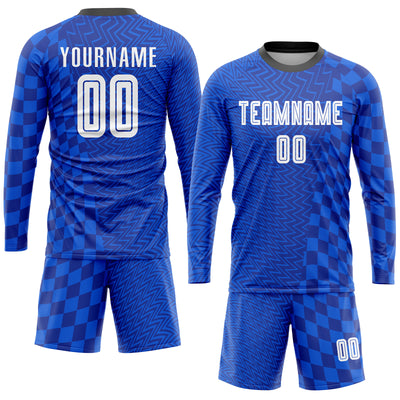 Custom Royal White-Black Sublimation Soccer Uniform Jersey