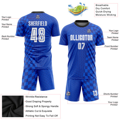 Custom Royal White-Black Sublimation Soccer Uniform Jersey