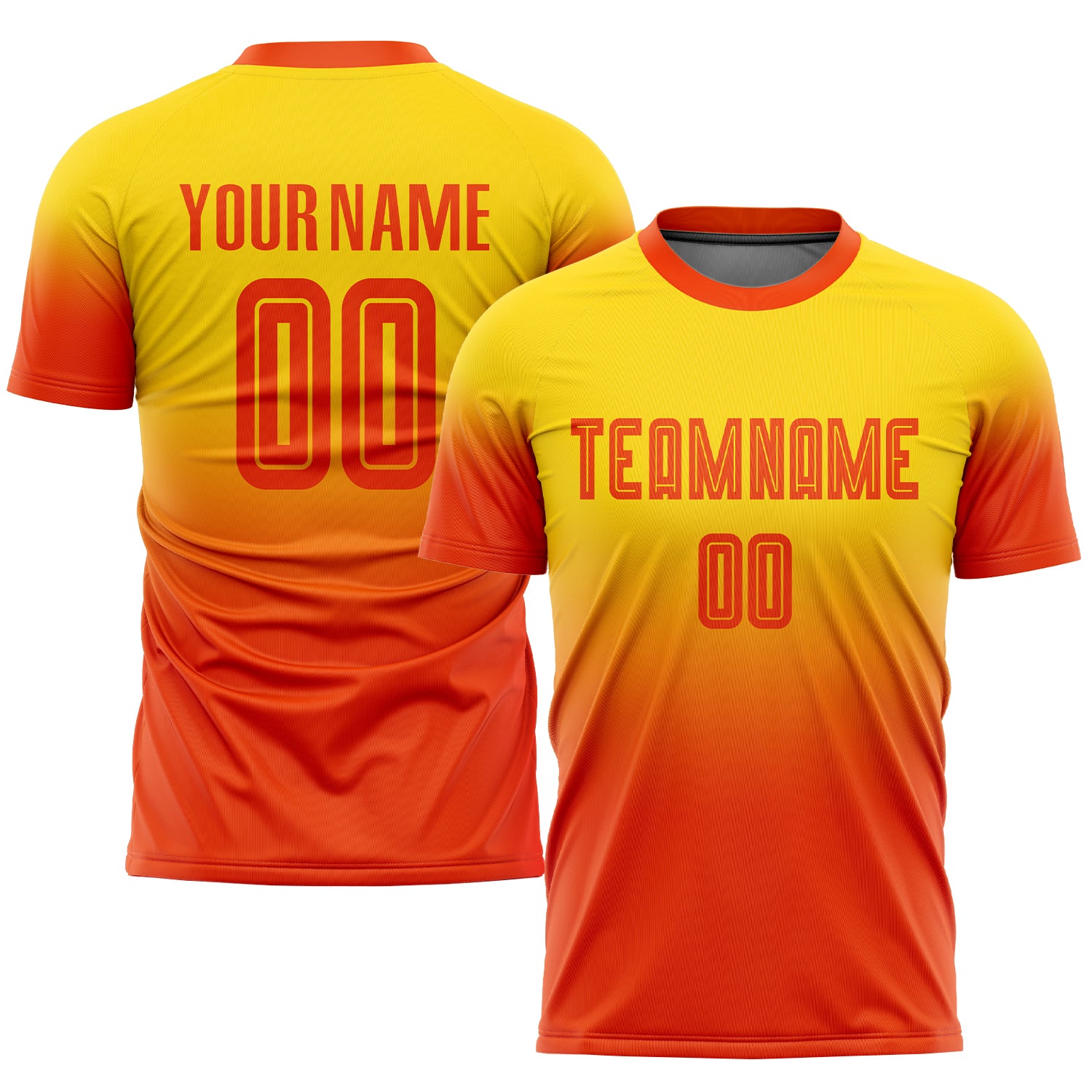 FANSIDEA Custom Gold Orange Sublimation Fade Fashion Soccer Uniform Jersey Men's Size:L