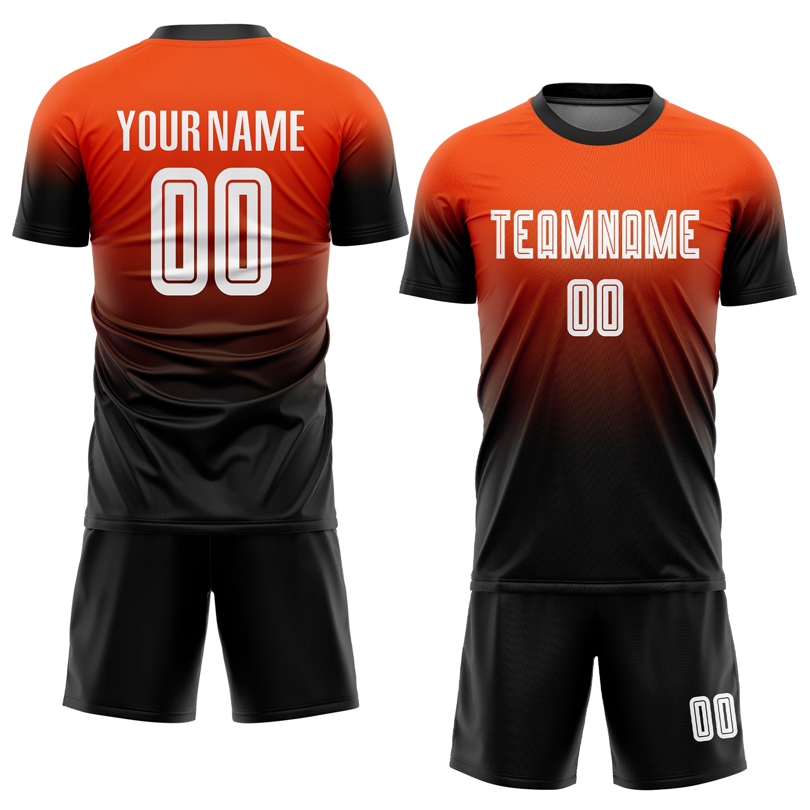 Custom Soccer Uniform Jersey Orange White-Black Sublimation