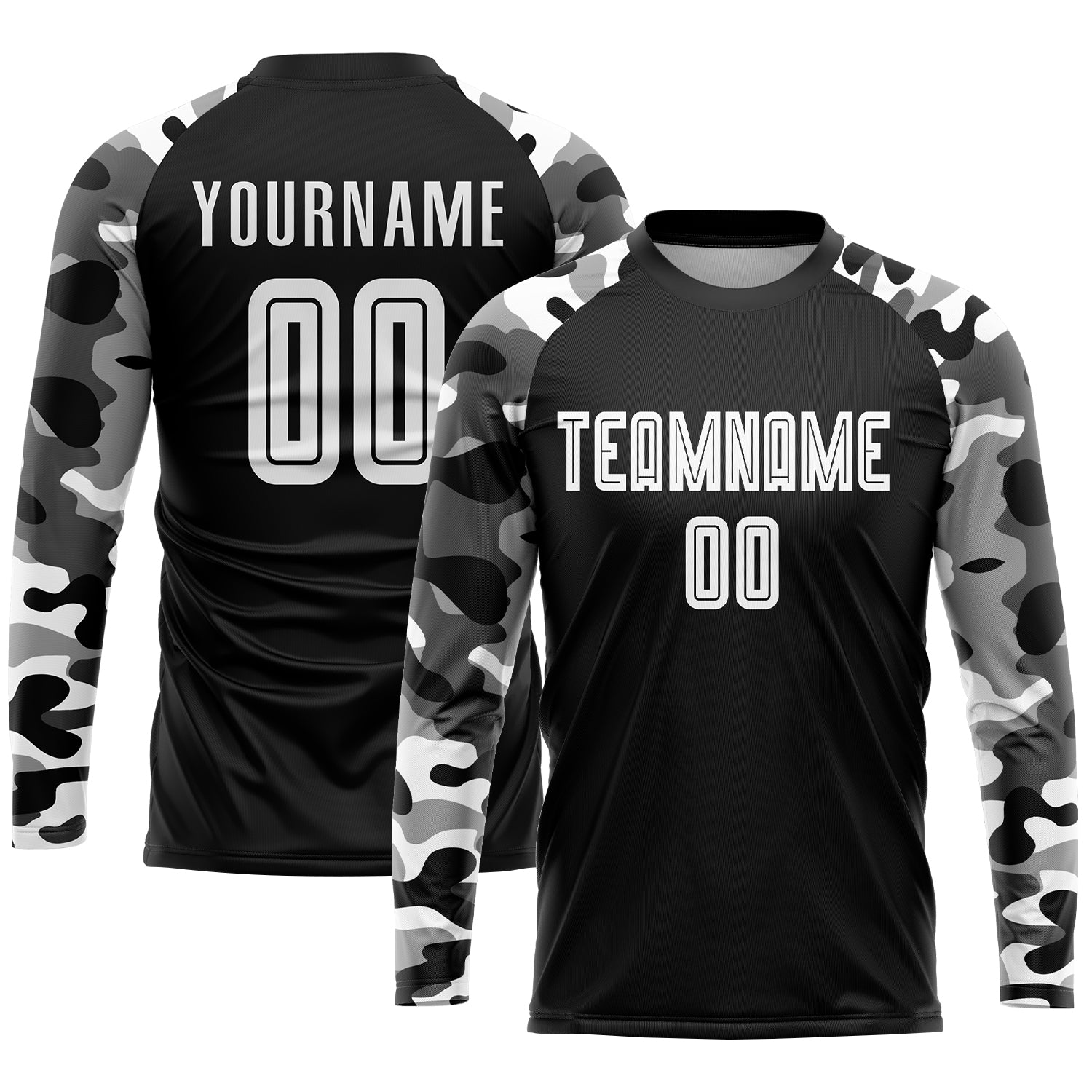 Custom Black White-Camo Sublimation Soccer Uniform Jersey