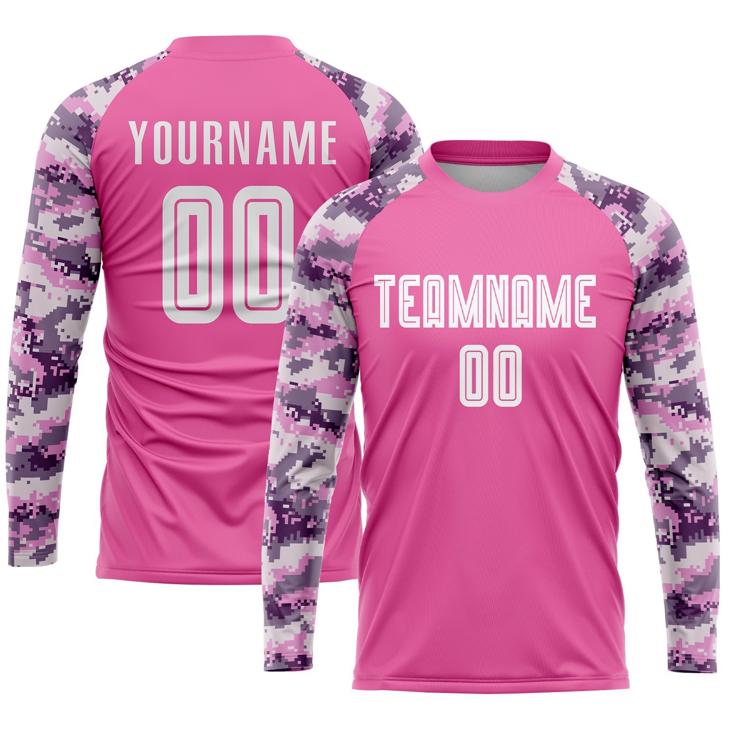 Custom Pink White-Camo Sublimation Soccer Uniform Jersey