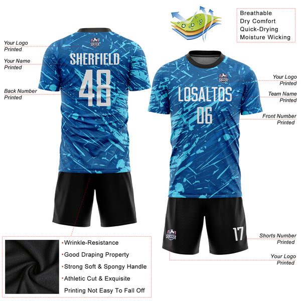 FANSIDEA Custom Camo Light Blue-Royal Sublimation Salute to Service Soccer Uniform Jersey Women's Size:2XL