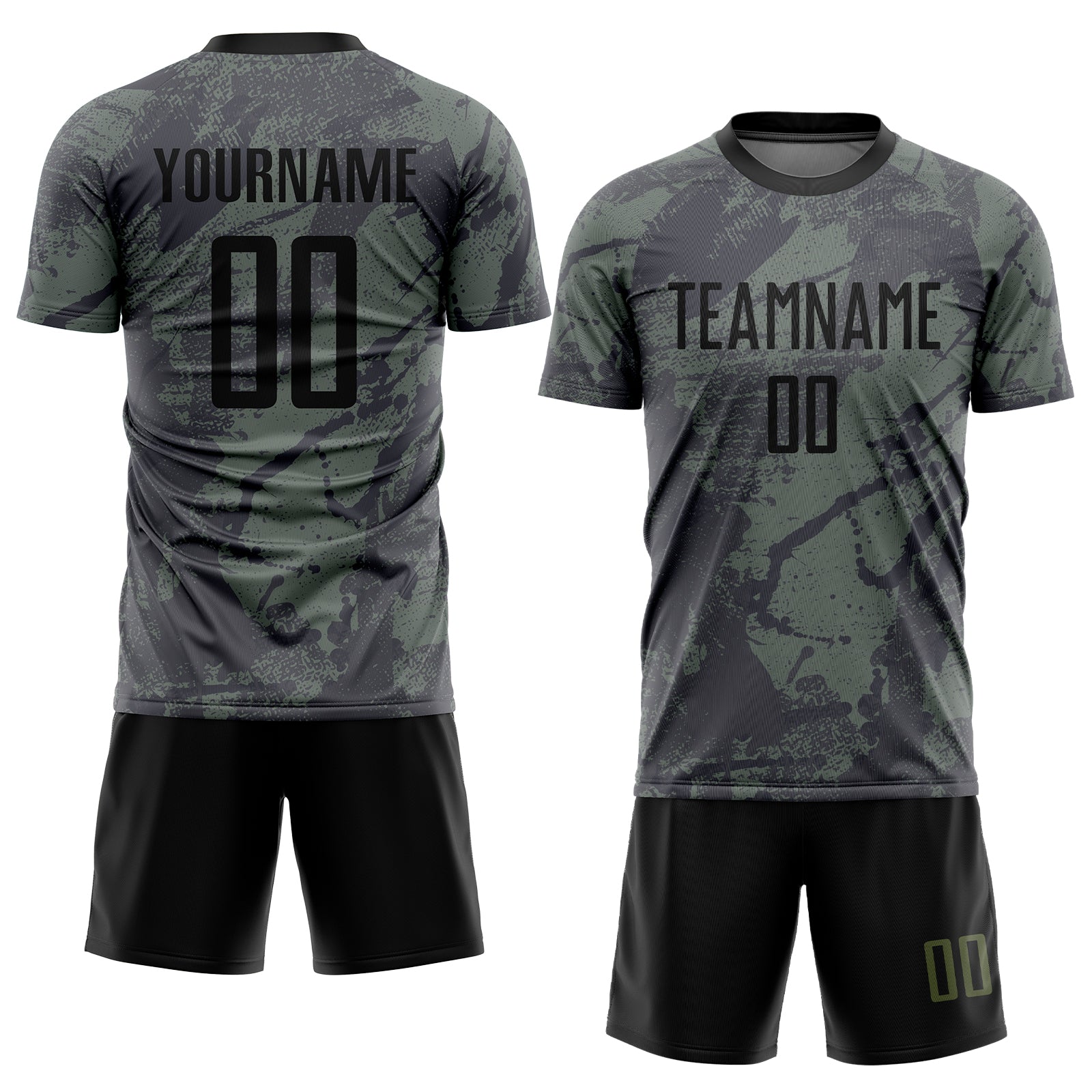 Custom Olive Black Sublimation Salute To Service Soccer Uniform Jersey