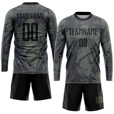 Custom Olive Black Sublimation Salute To Service Soccer Uniform Jersey