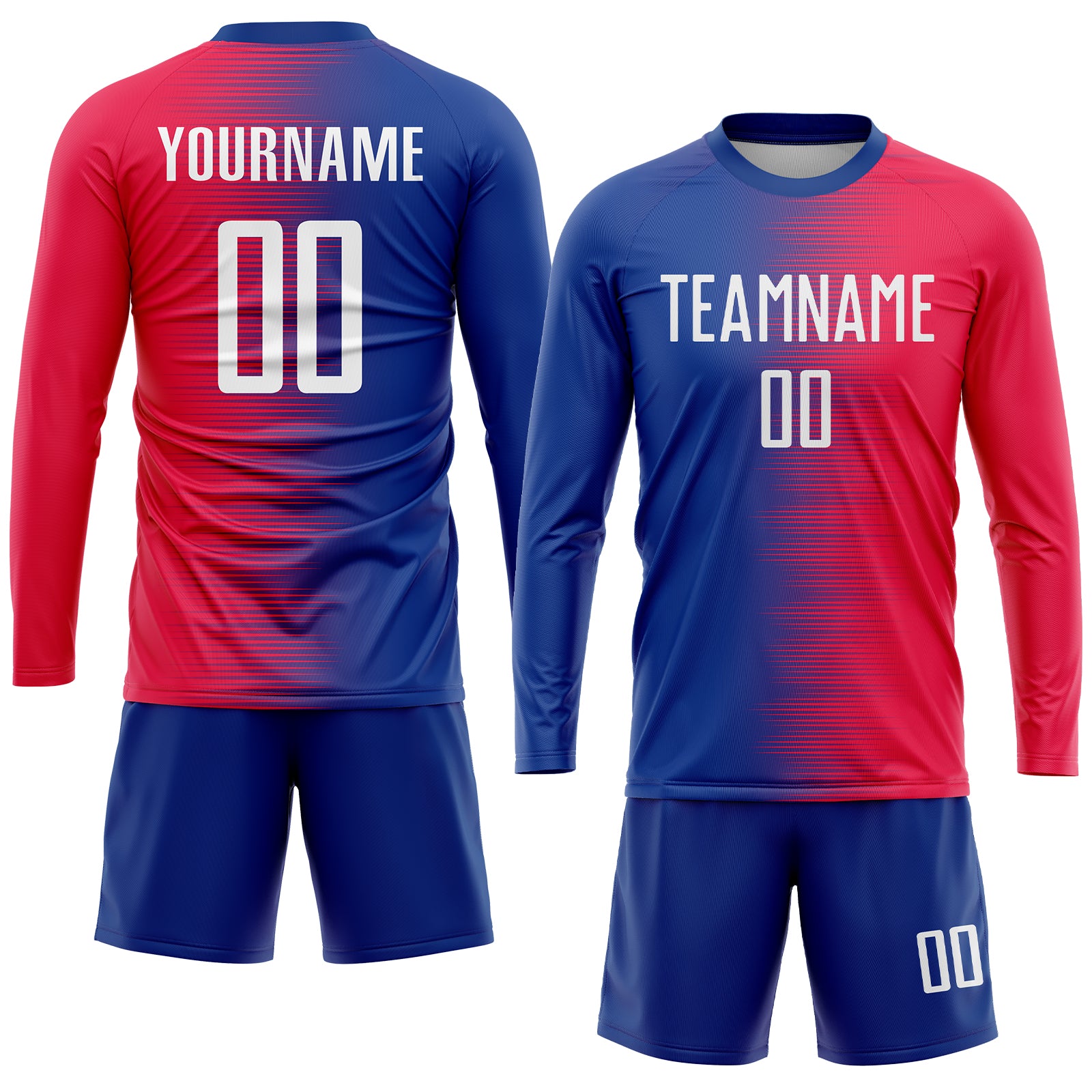 Custom Red White-Royal Sublimation Soccer Uniform Jersey