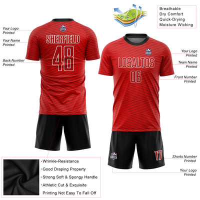 Custom Red Red-Black Sublimation Soccer Uniform Jersey