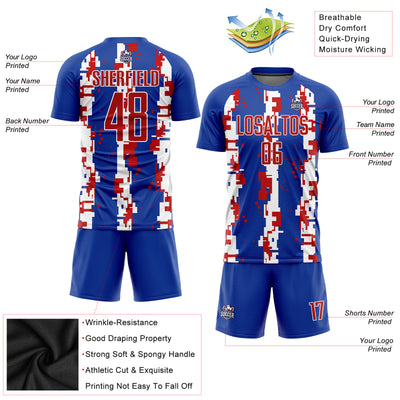 Custom Royal Red-White Sublimation Soccer Uniform Jersey