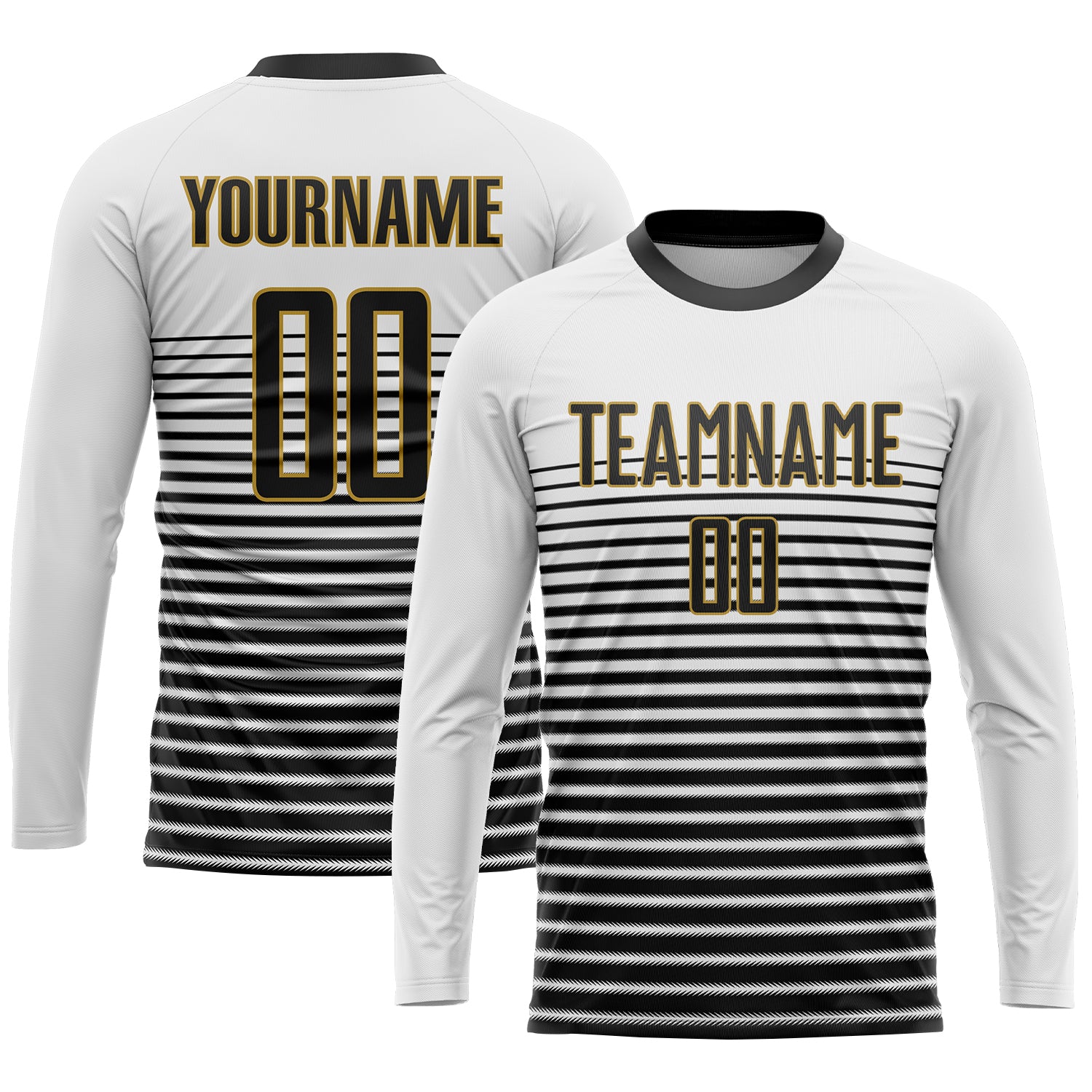 Custom White Black-Old Gold Sublimation Soccer Uniform Jersey