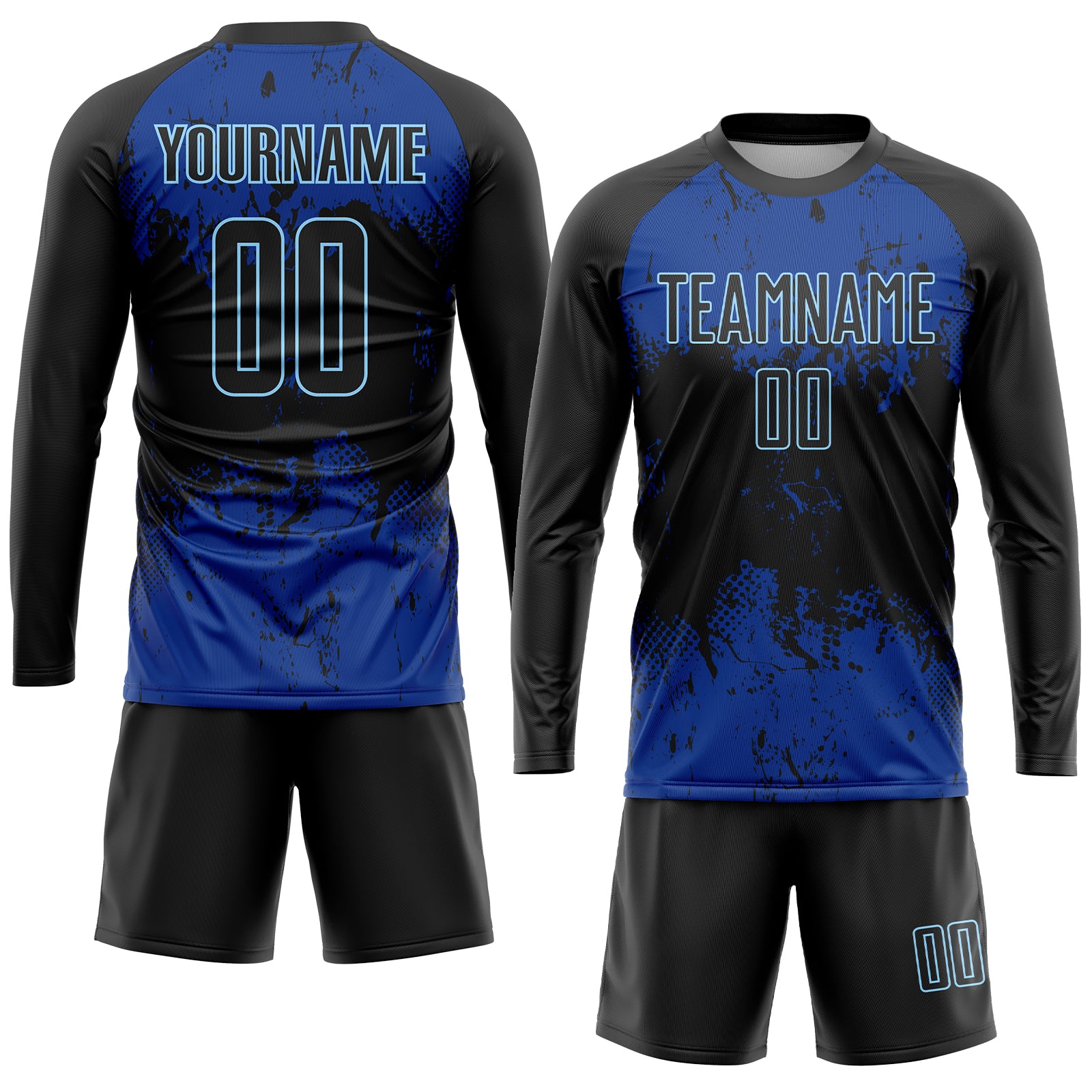 Custom Black Soccer Uniform Jersey-Royal Sublimation - FansIdea