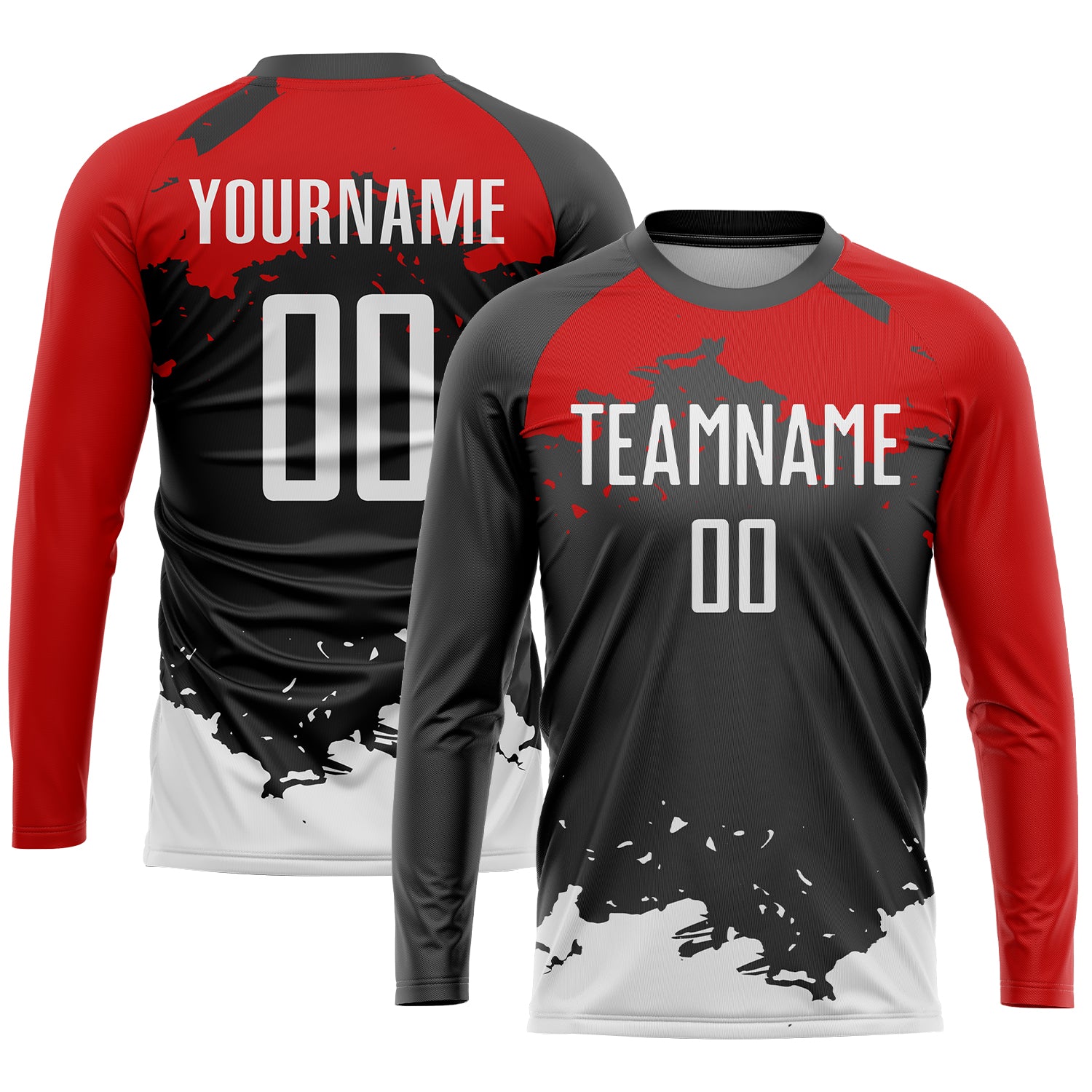 Custom Black White-Red Sublimation Soccer Uniform Jersey