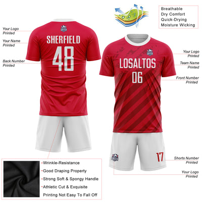 Custom Red White Sublimation Soccer Uniform Jersey