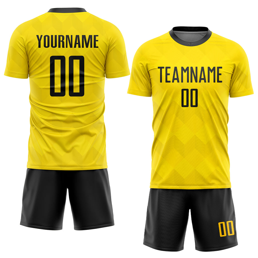 Custom Gold Black Sublimation Soccer Uniform Jersey