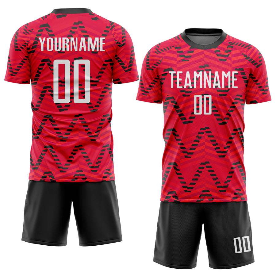 Custom Red White-Black Sublimation Soccer Uniform Jersey