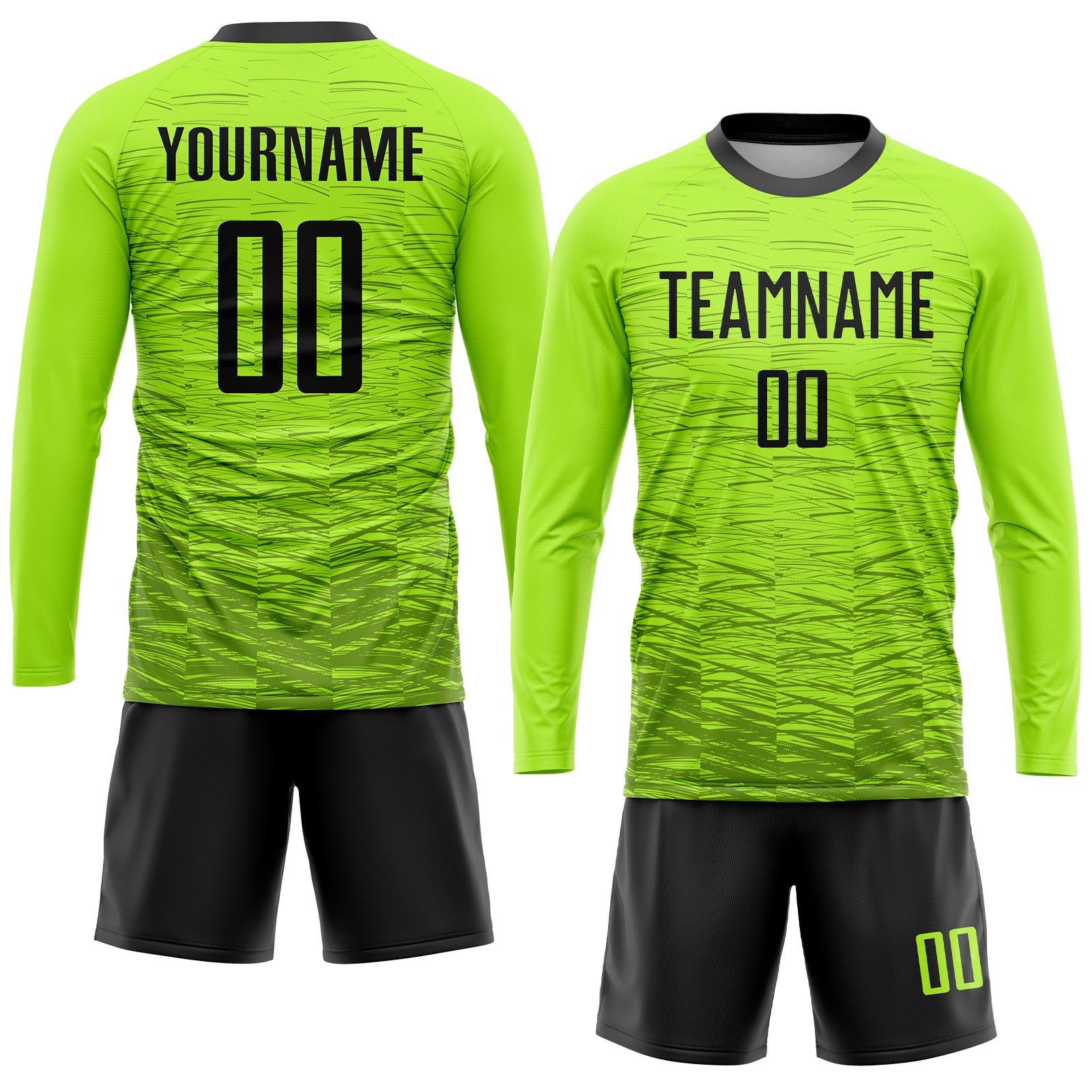 Custom Neon Green Black Sublimation Soccer Uniform Jersey