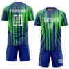 Custom Neon Green White-Royal Sublimation Soccer Uniform Jersey