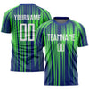 Custom Neon Green White-Royal Sublimation Soccer Uniform Jersey