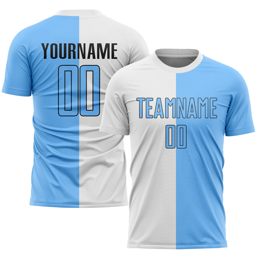 Custom Royal Light Blue-Gold Sublimation Split Fashion Soccer