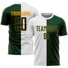 Custom White Green-Gold Sublimation Split Fashion Soccer Uniform Jersey