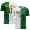 Custom White Kelly Green-Gold Sublimation Split Fashion Soccer Uniform Jersey