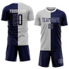 Custom Gray Navy-White Sublimation Split Fashion Soccer Uniform Jersey