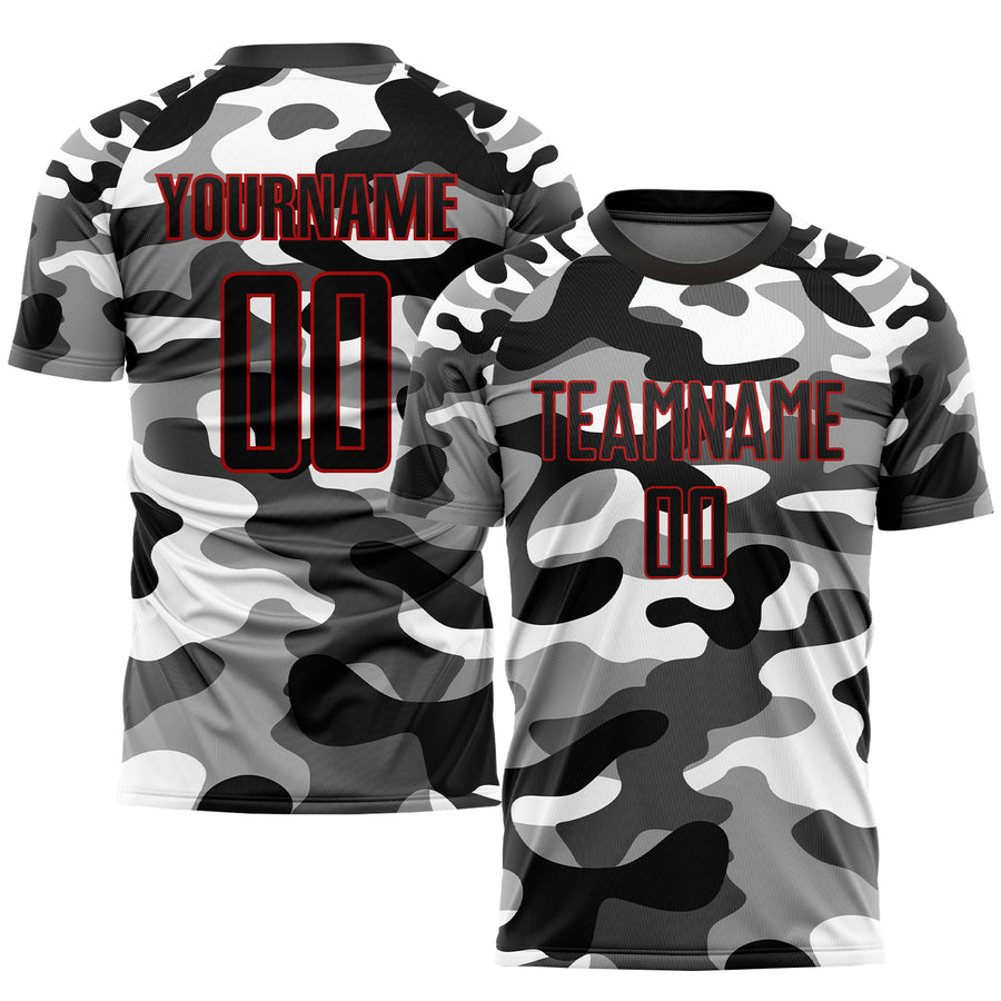 FANSIDEA Custom Camo Light Blue-Royal Sublimation Salute to Service Soccer Uniform Jersey Women's Size:2XL