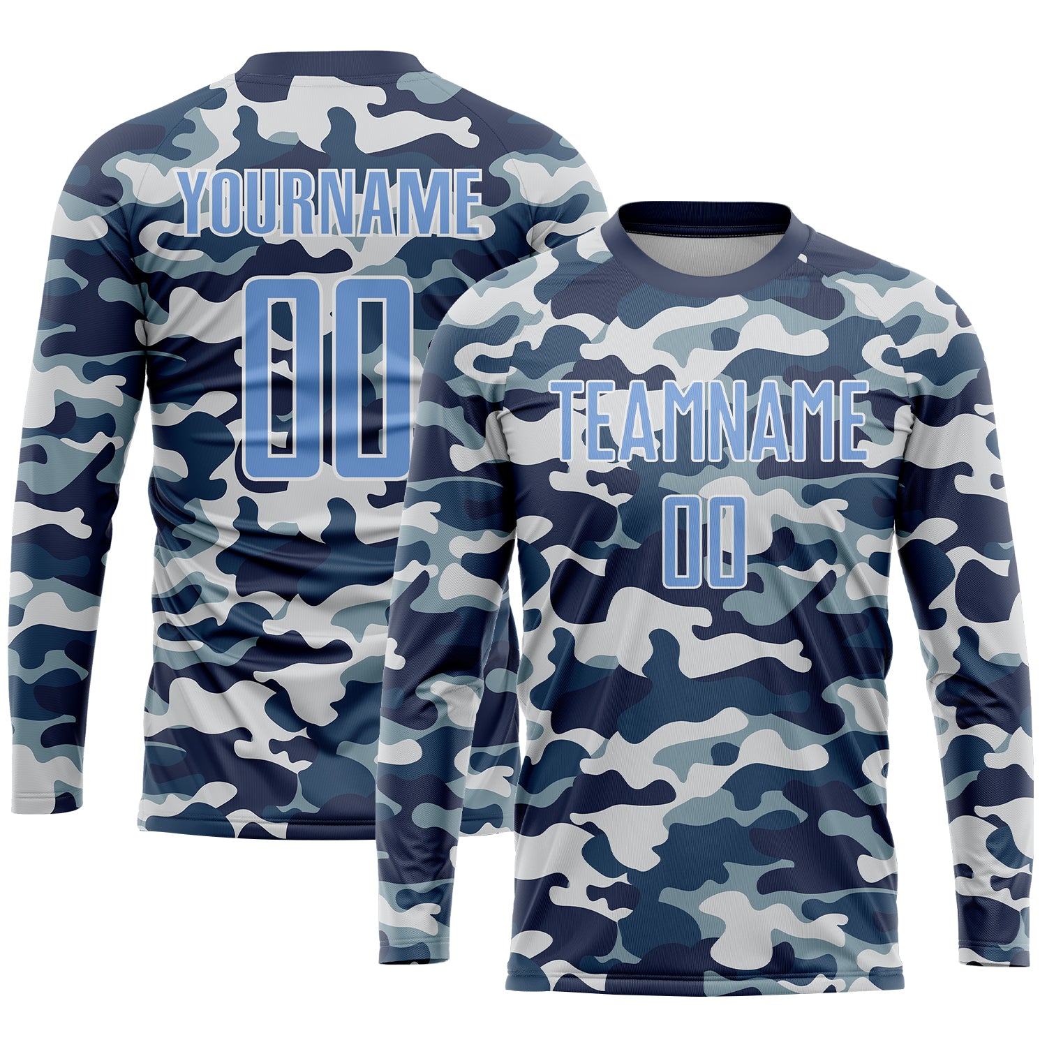 Custom Camo Light Blue-Royal Sublimation Salute To Service Soccer Uniform Jersey