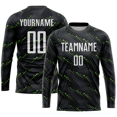 Custom Black White-Kelly Green Sublimation Soccer Uniform Jersey