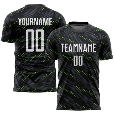 Custom Black White-Kelly Green Sublimation Soccer Uniform Jersey