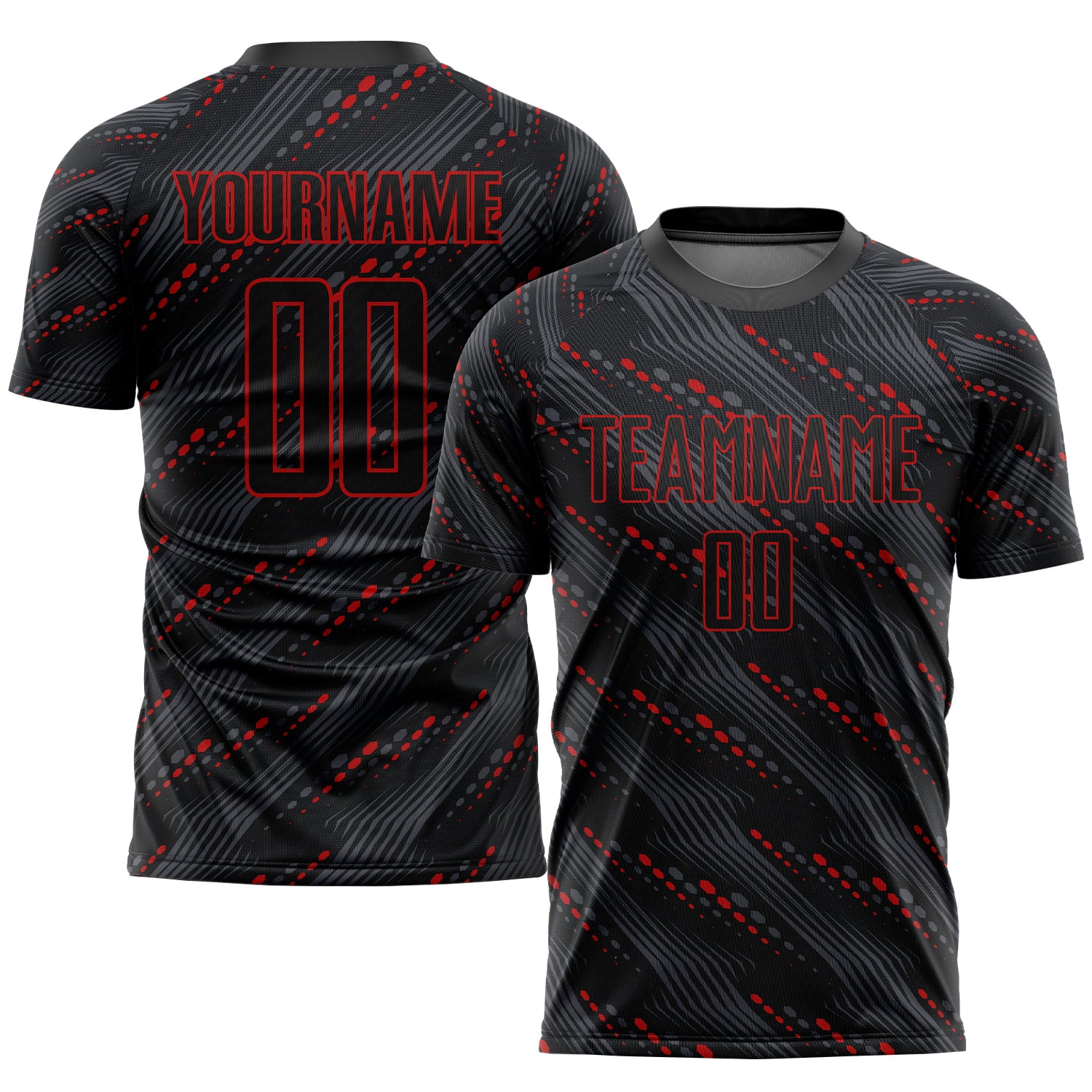 Custom Black Red Sublimation Soccer Uniform Jersey