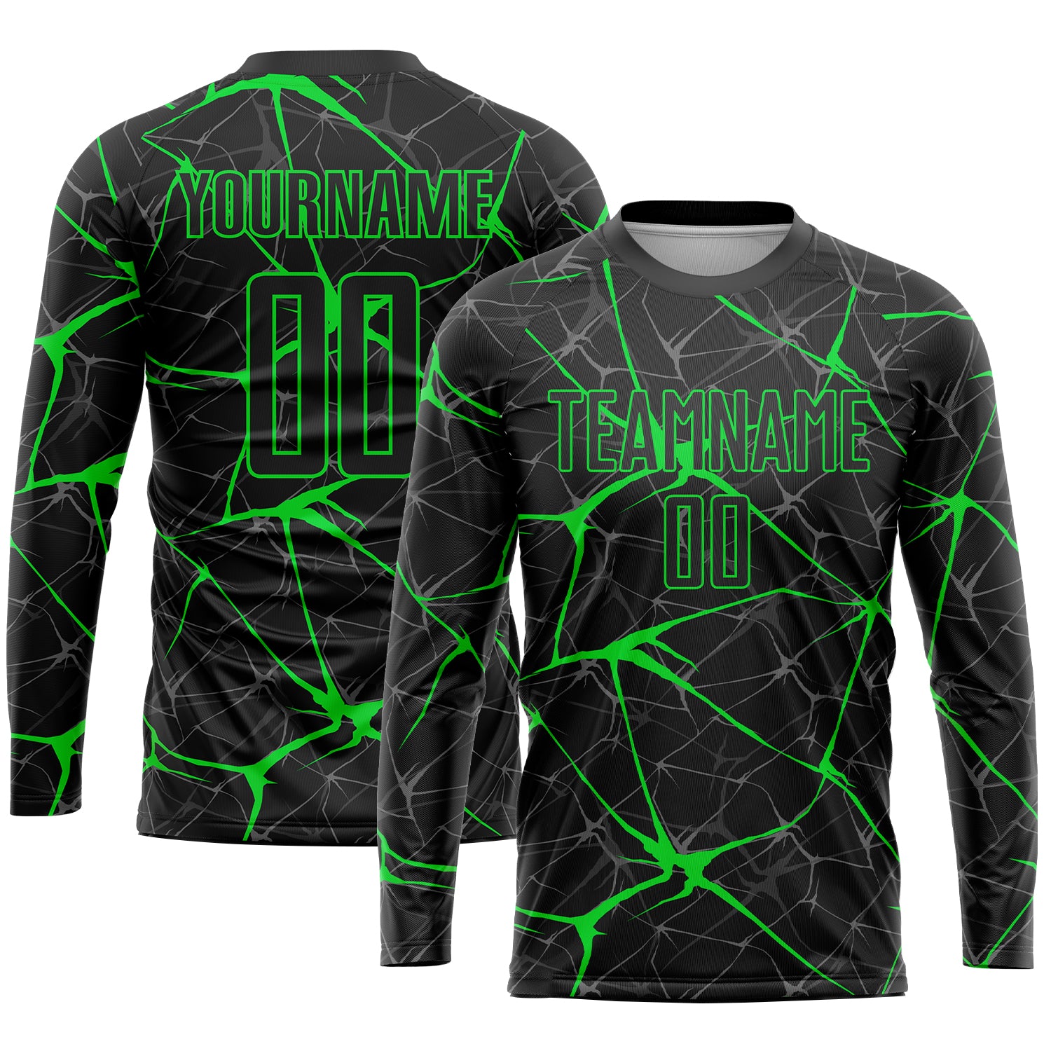 Custom Black Soccer Uniform Jersey Neon Green Sublimation - FansIdea