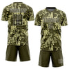 Custom Camo Olive-White Sublimation Salute To Service Soccer Uniform Jersey