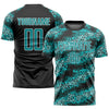 Custom Teal Teal-Black Sublimation Soccer Uniform Jersey