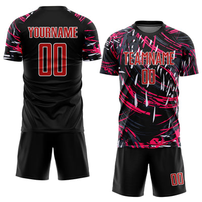 Custom Black Red-White Sublimation Soccer Uniform Jersey