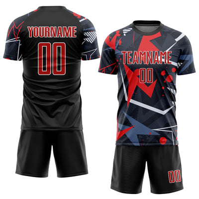 Custom Black Red-White Sublimation Soccer Uniform Jersey