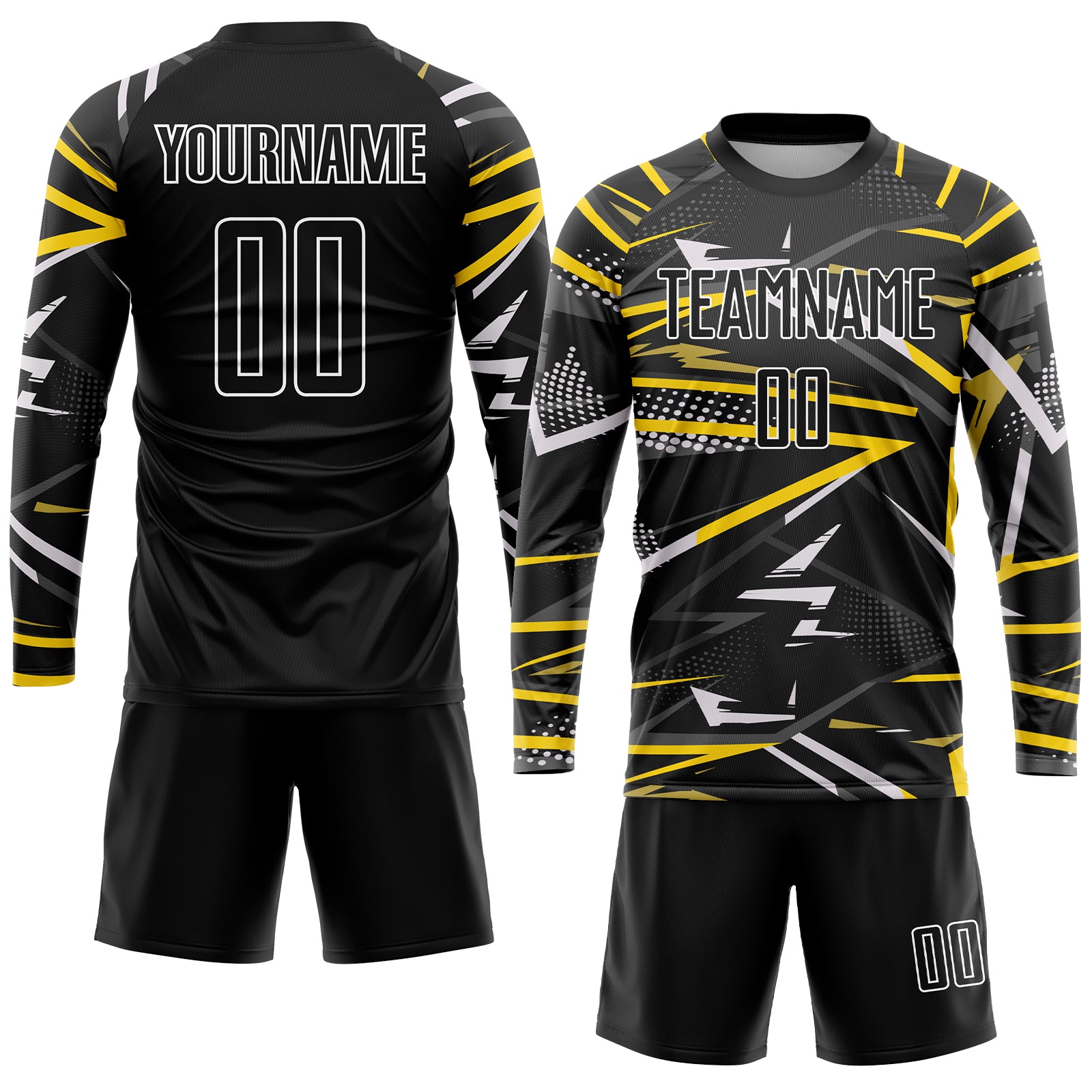 Custom Black Black-Gold Sublimation Soccer Uniform Jersey