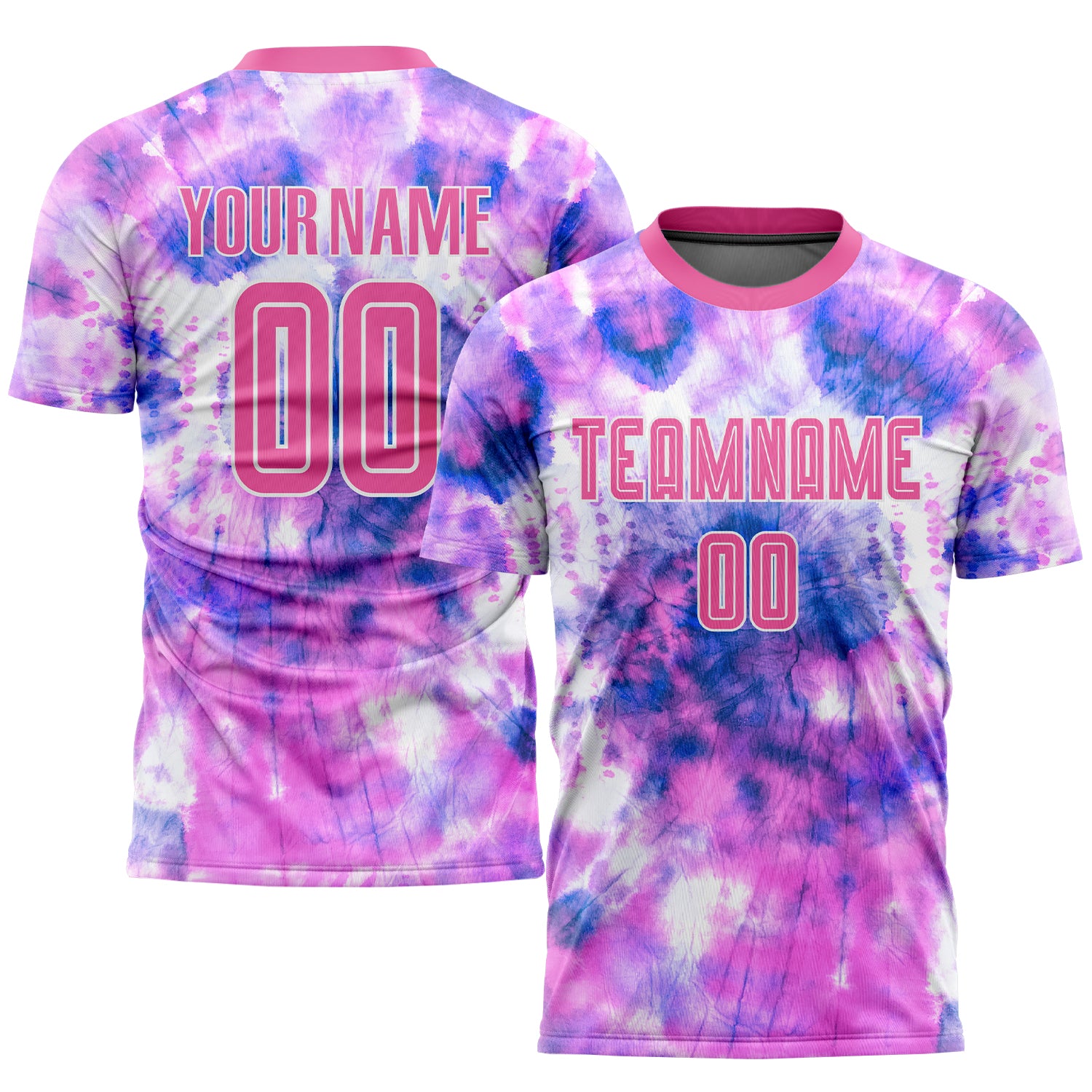 Custom Tie Dye Pink-White Sublimation Soccer Uniform Jersey