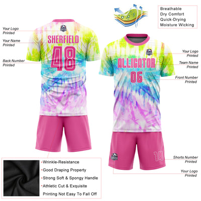 Custom Tie Dye Pink-White Sublimation Soccer Uniform Jersey