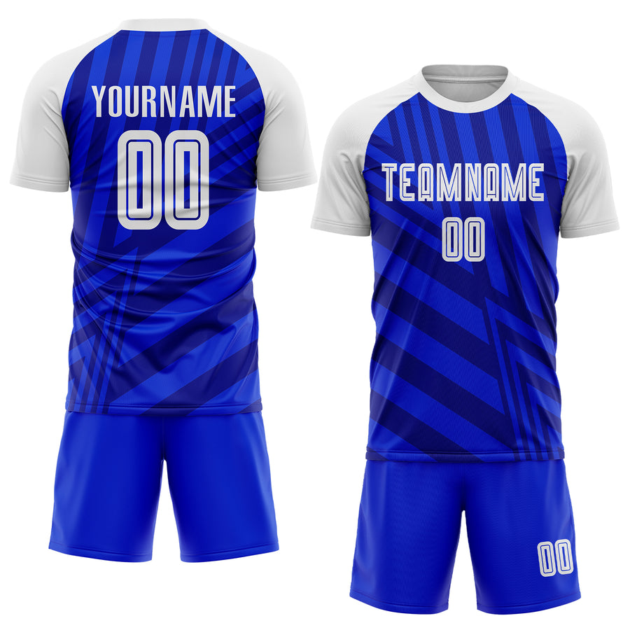 Custom Royal White-Navy Sublimation Soccer Uniform Jersey