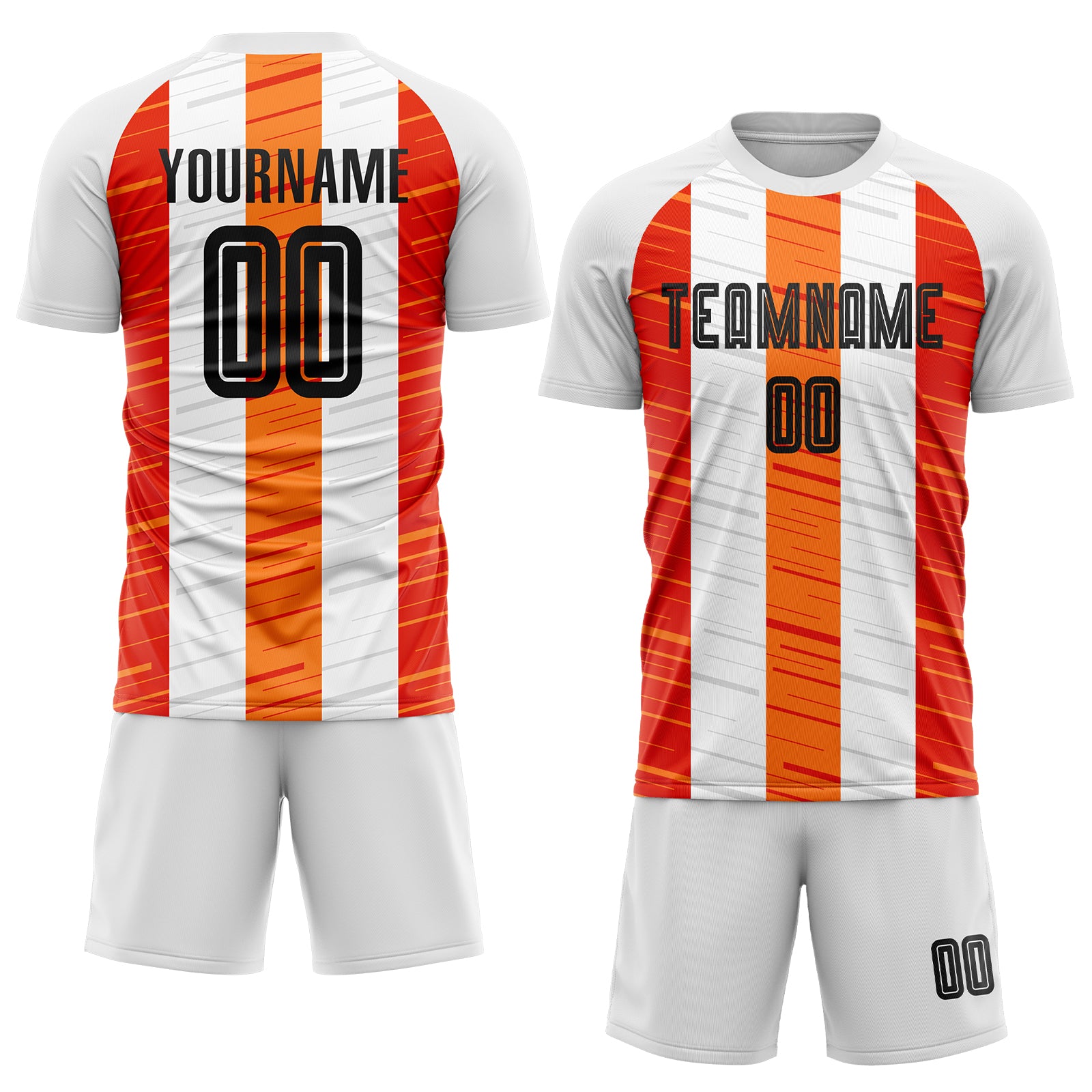 Custom White Black-Orange Sublimation Soccer Uniform Jersey