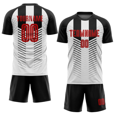 Custom Black Red-White Sublimation Soccer Uniform Jersey