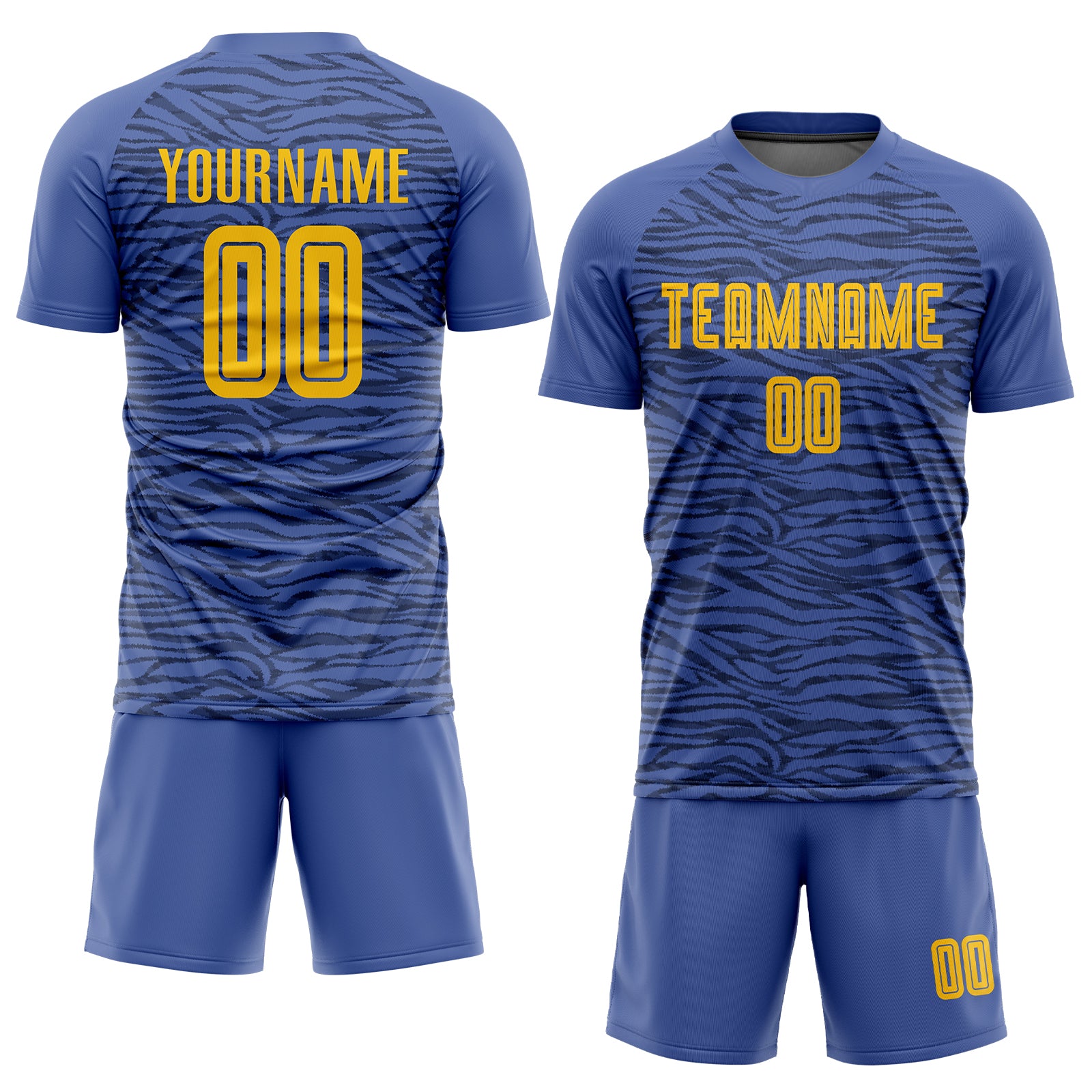 Custom Gold Light Blue Sublimation Long Sleeve Fade Fashion Soccer Uniform  Jersey