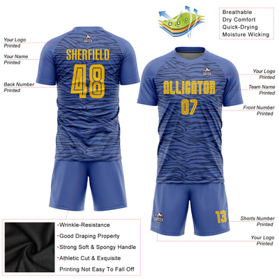 Custom Sky Blue Black Sublimation Soccer Uniform Jersey Women's Size:L