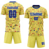 Custom Gold Royal-White Away Sublimation Soccer Uniform Jersey