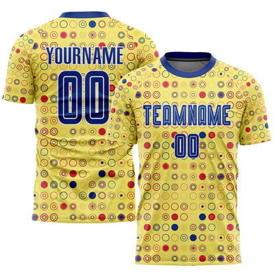 Custom Gold Royal-White Away Sublimation Soccer Uniform Jersey