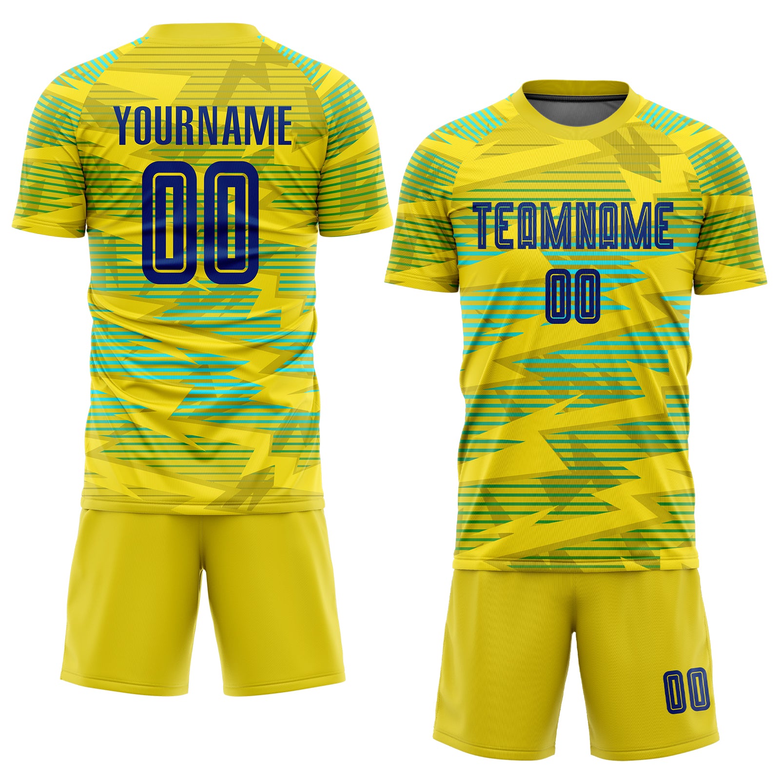 Custom Gold Royal-Light Blue Away Sublimation Soccer Uniform Jersey