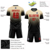 Custom Cream Red-Black Sublimation Fade Fashion Soccer Uniform Jersey