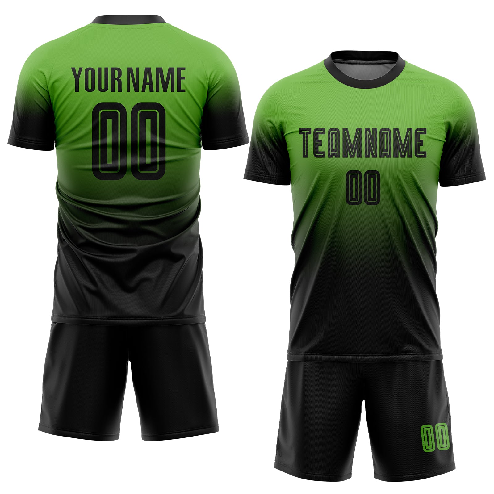 FANSIDEA Custom Neon Green Black Sublimation Fade Fashion Soccer Uniform Jersey Women s Size S