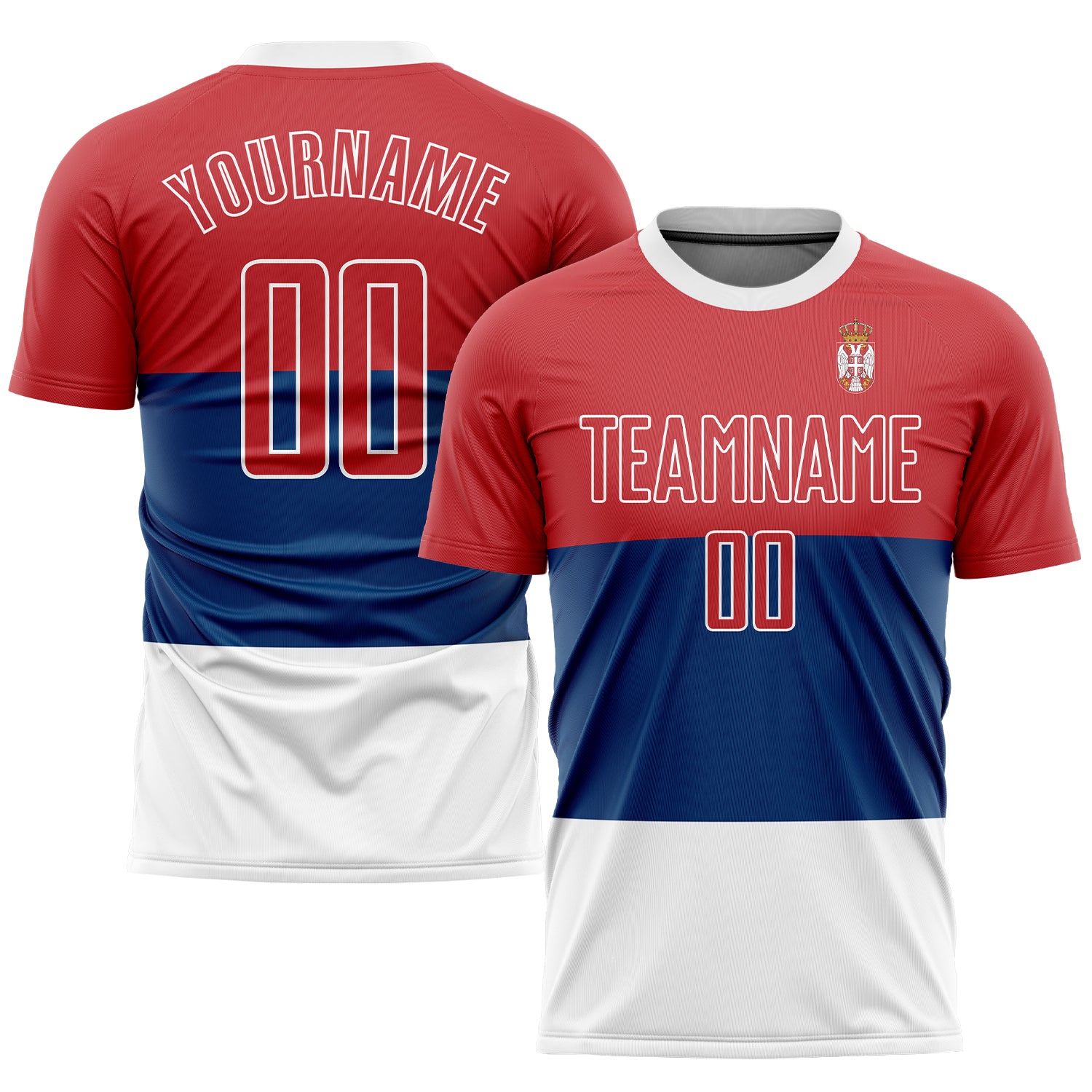 Custom Red White Sublimation Soccer Uniform Jersey Discount